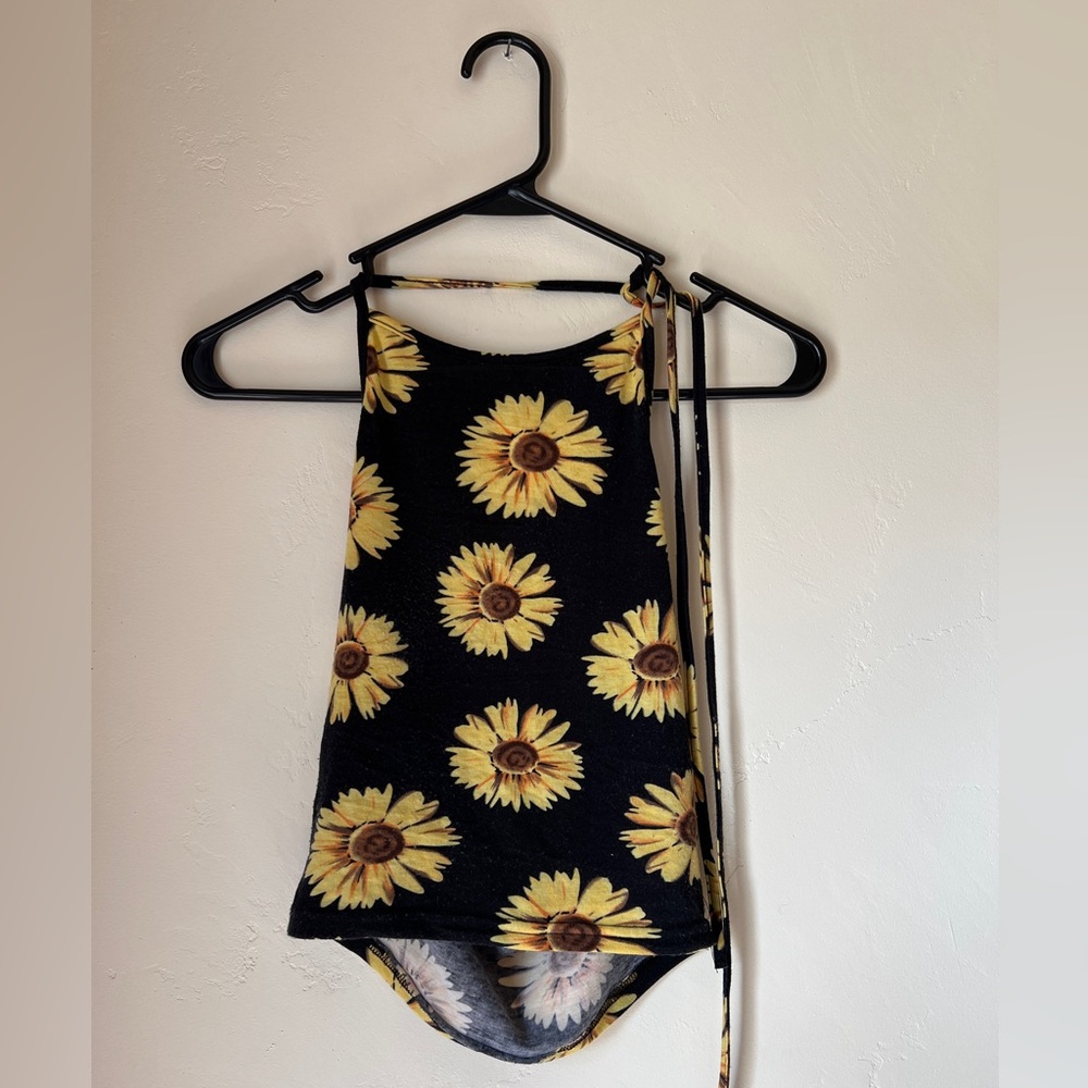 Summer Sunflower Halter Neck Tank